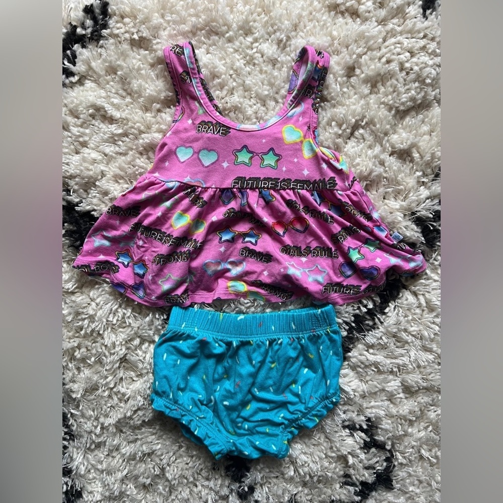 Posh Peanut Future is Female peplum bummie set